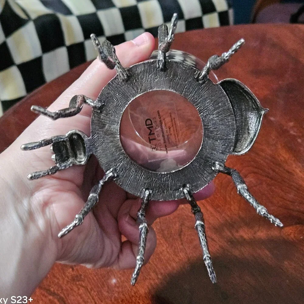 RARE HALLOWEEN METAL SCARY SPIDER RED EYES WATER BAR GLASS GOBLET CANDLE HOLDER